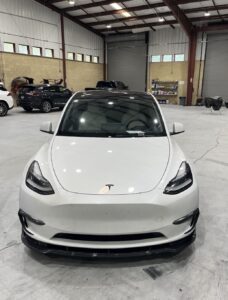 White Tesla Collision and Paint repair
